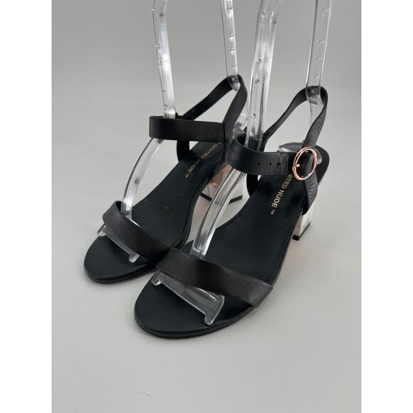 United Nude Cube Sandals Mid Heels Sz 37 Black White Marble Strappy - Picture 1 of 10